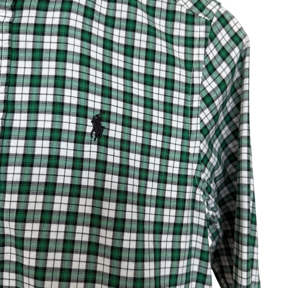 Ralph Lauren Boys Green Checkered Long Sleeve Button-Up Shirt M Casual Flannel